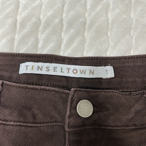 Tinseltown Brown High Rise Pieced Flare Jeans - Size 1 - Picture 5 of 9